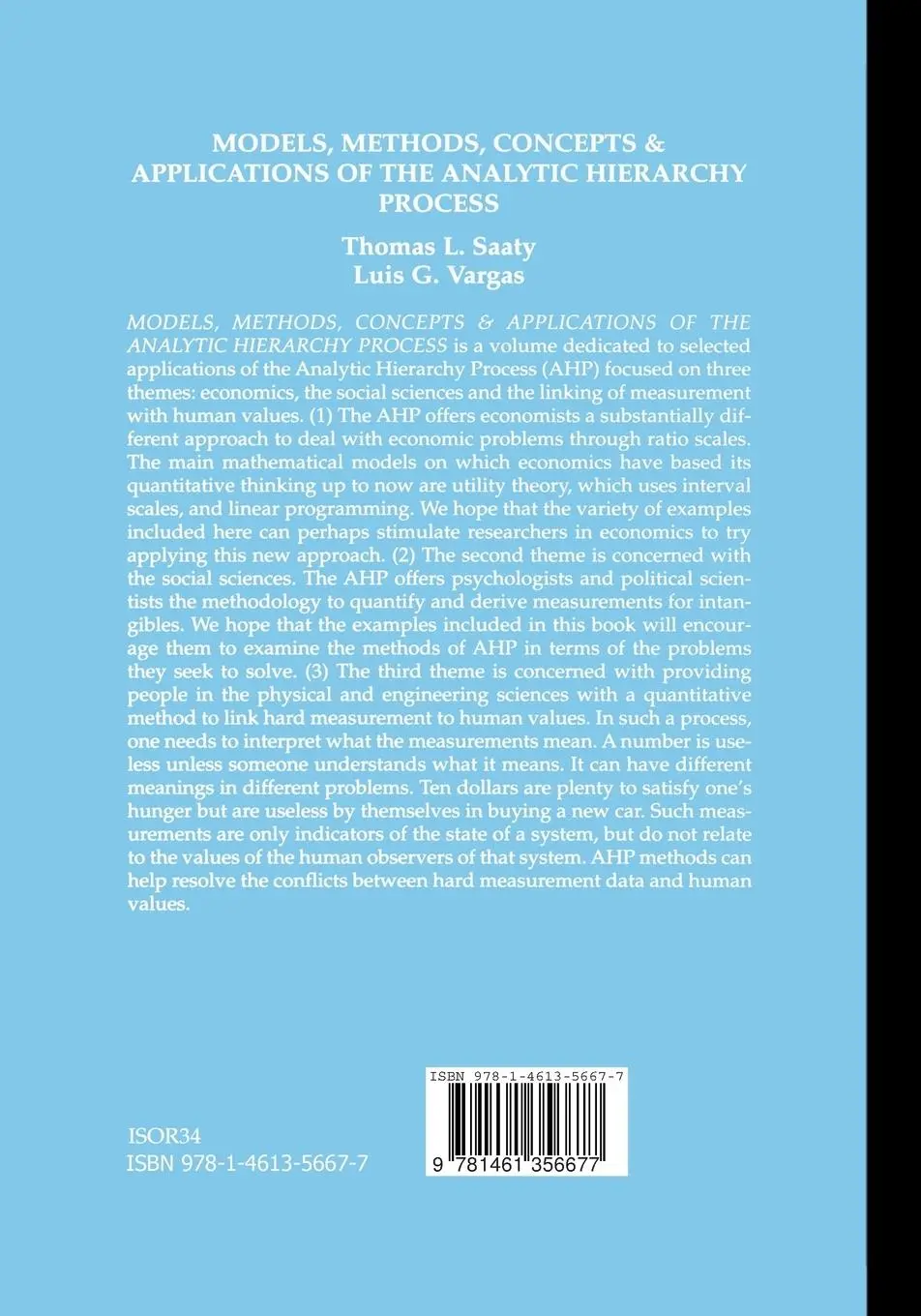 Rückseite: 9781461356677 | Models, Methods, Concepts &amp; Applications of the Analytic Hierarchy...