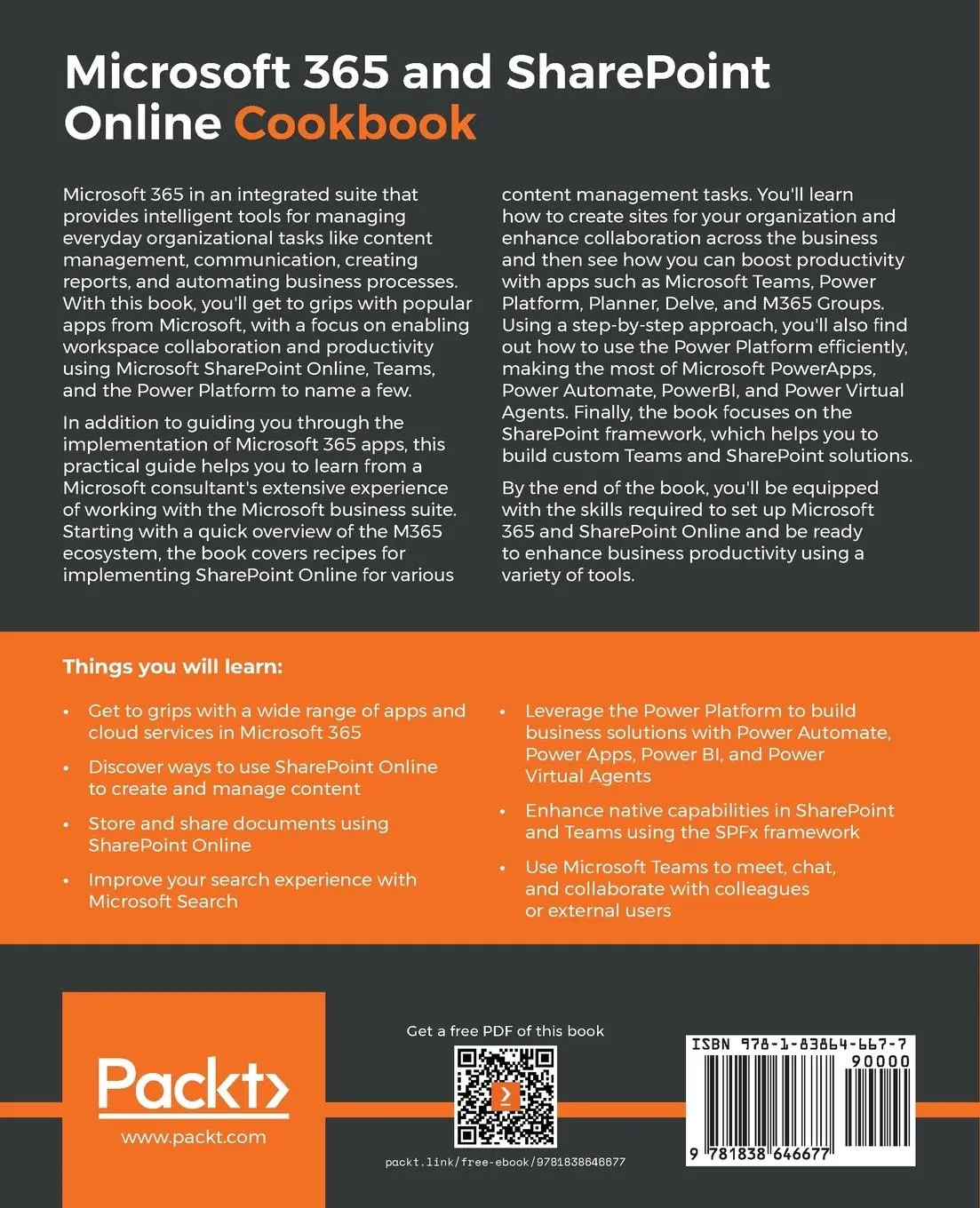 Rückseite: 9781838646677 | Microsoft 365 and SharePoint Online Cookbook | Gaurav Mahajan (u. a.)