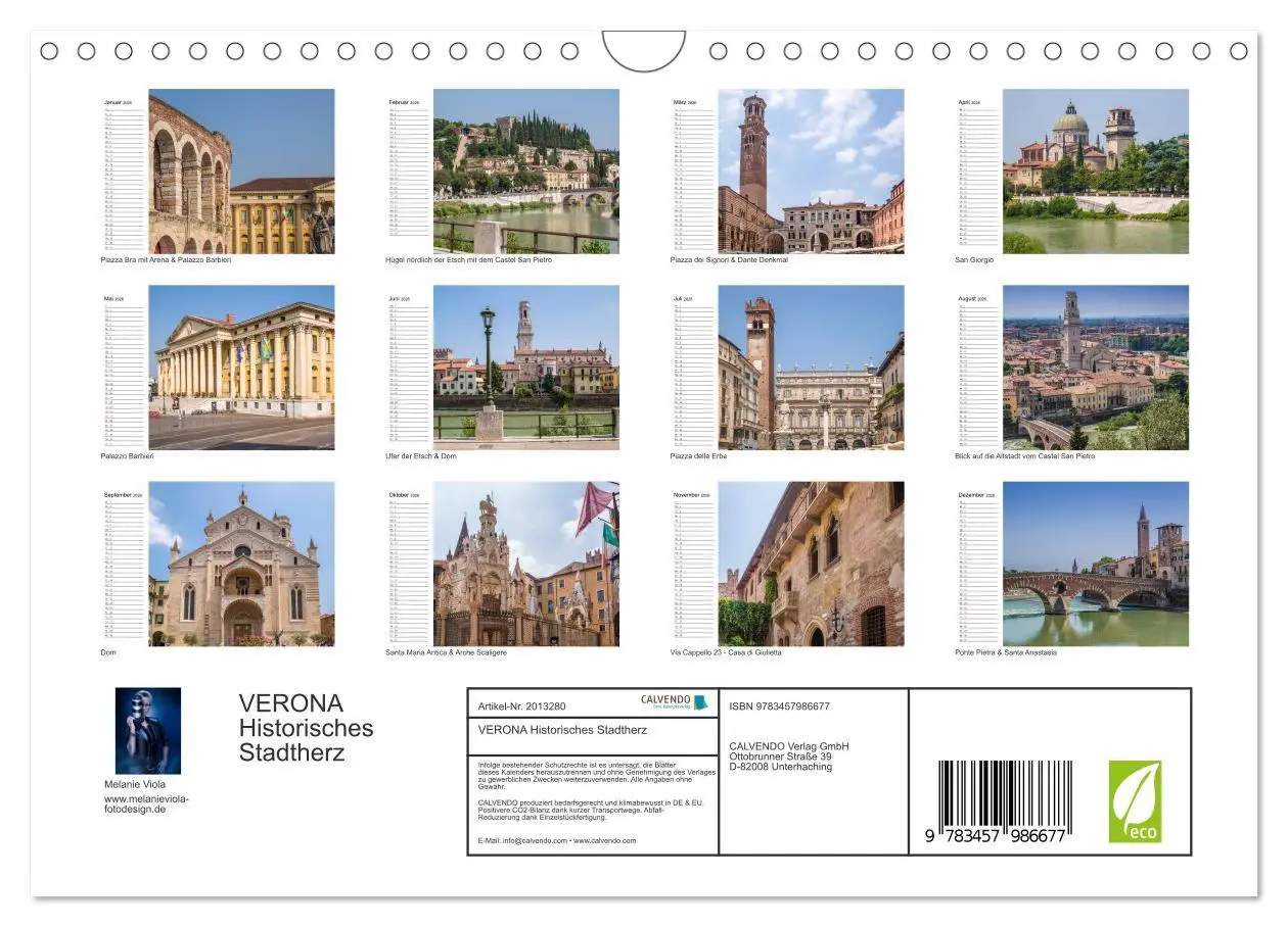 Bild: 9783457986677 | VERONA Historisches Stadtherz (Wandkalender 2026 DIN A4 quer),...