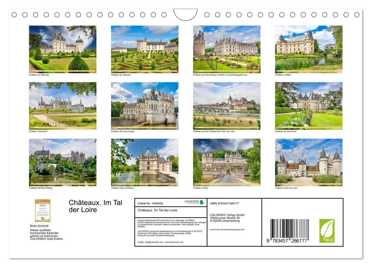Bild: 9783457286777 | Châteaux. Im Tal der Loire (Wandkalender 2026 DIN A4 quer),...