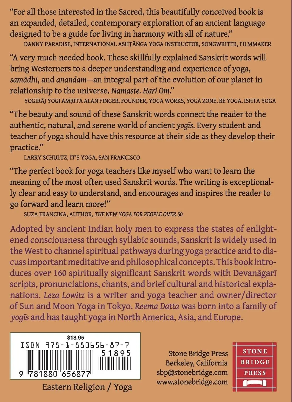 Rückseite: 9781880656877 | Sacred Sanskrit Words | For Yoga, Chant, and Meditation | Taschenbuch