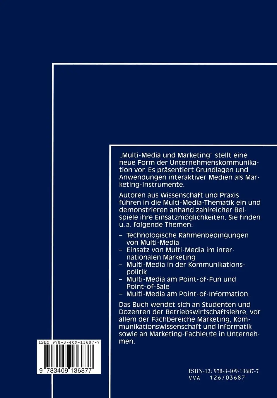 Rückseite: 9783409136877 | Multi-Media und Marketing | Grundlagen und Anwendungen | Hünerberg