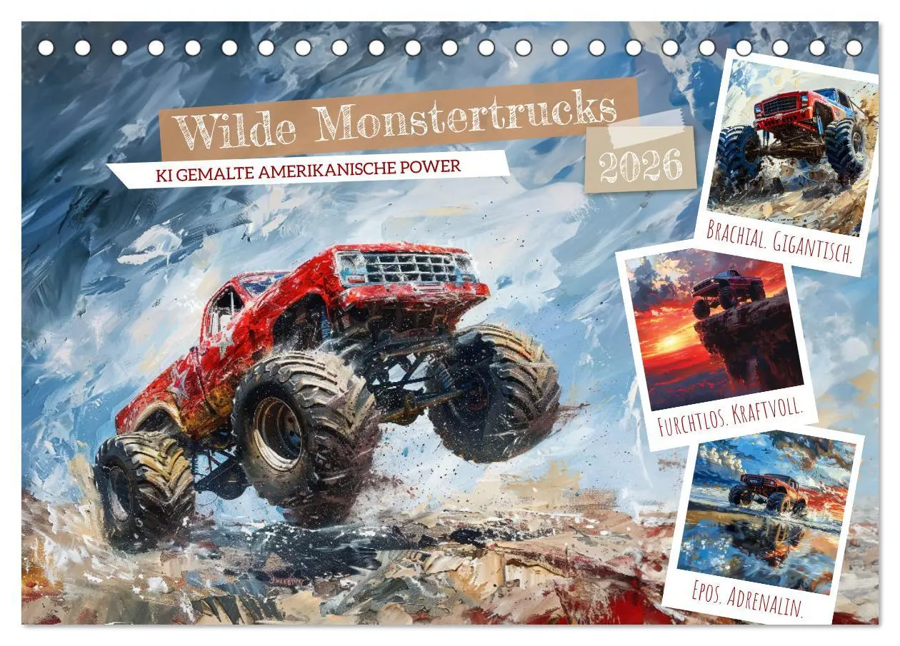Cover: 9783457416877 | Wilde Monstertrucks (Tischkalender 2026 DIN A5 quer), CALVENDO...