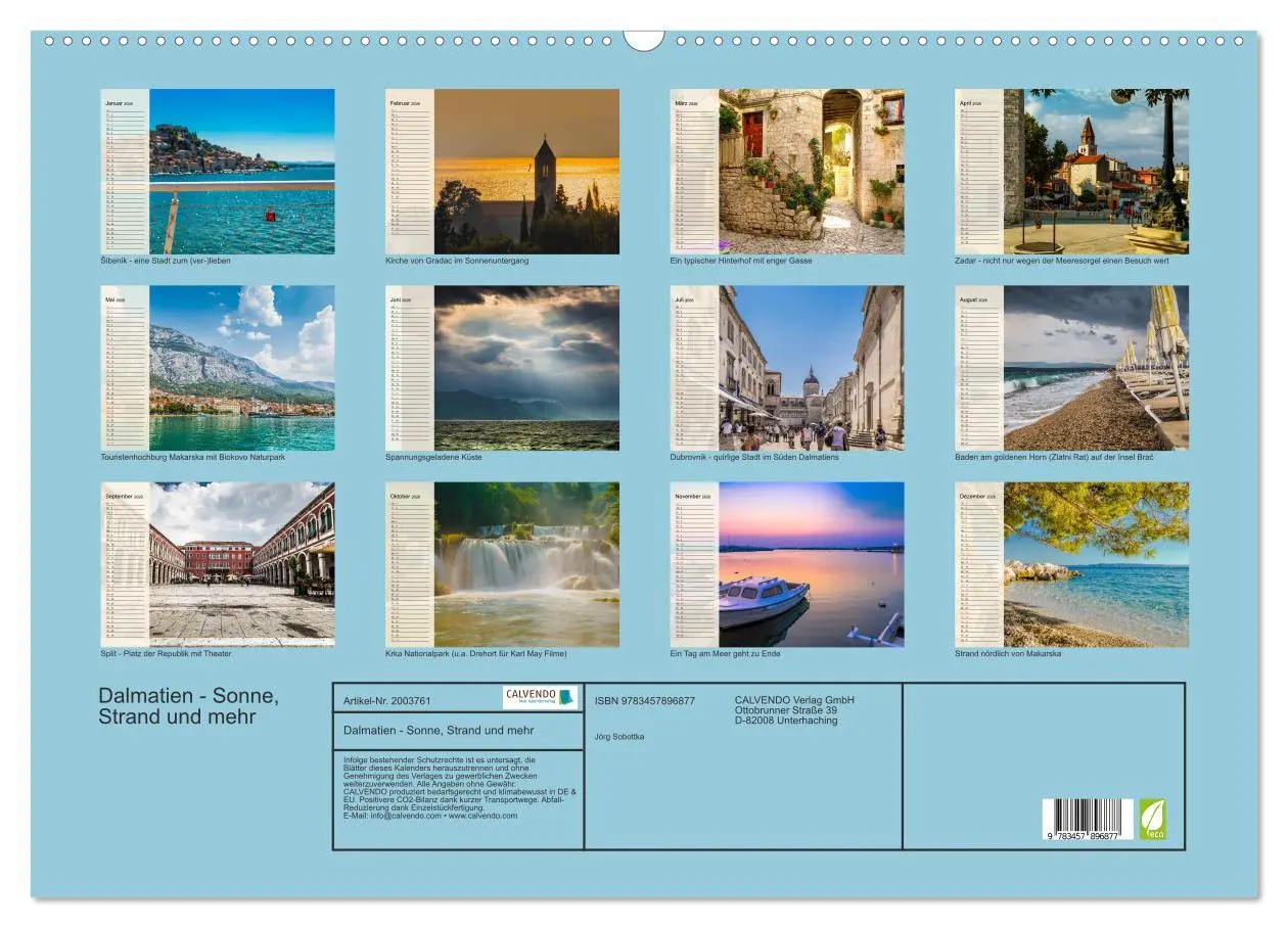 Bild: 9783457896877 | Dalmatien - Sonne, Strand und mehr (Wandkalender 2026 DIN A2 quer),...