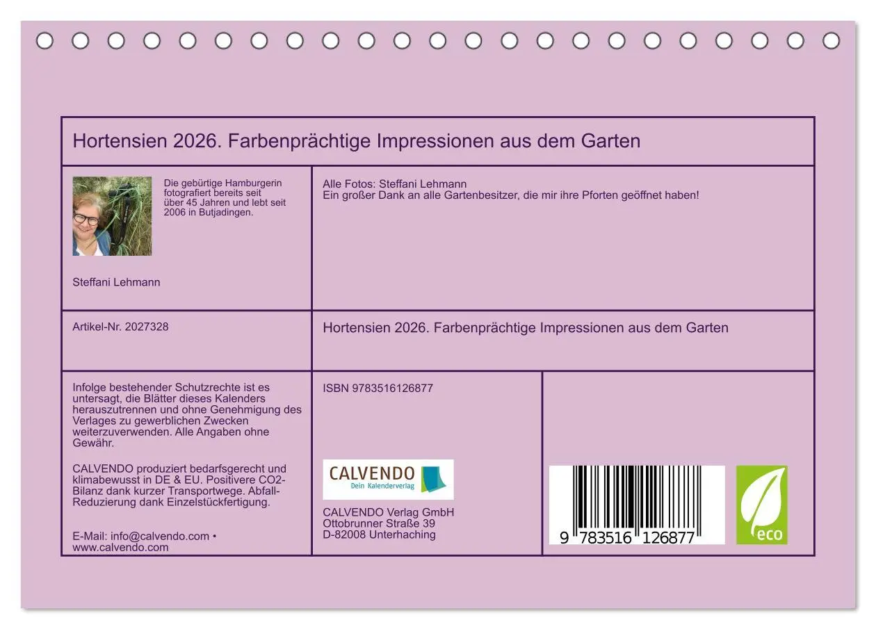 Bild: 9783516126877 | Hortensien 2026. Farbenprächtige Impressionen aus dem Garten...