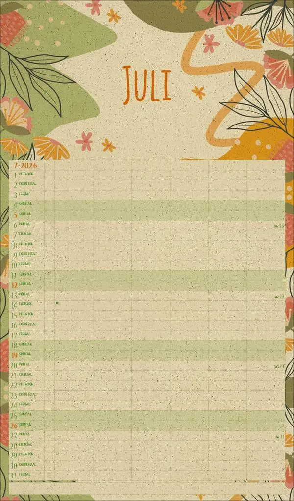 Bild: 9783731886877 | Familienplaner Art of Nature aus Graspapier 2026 | Verlag Korsch
