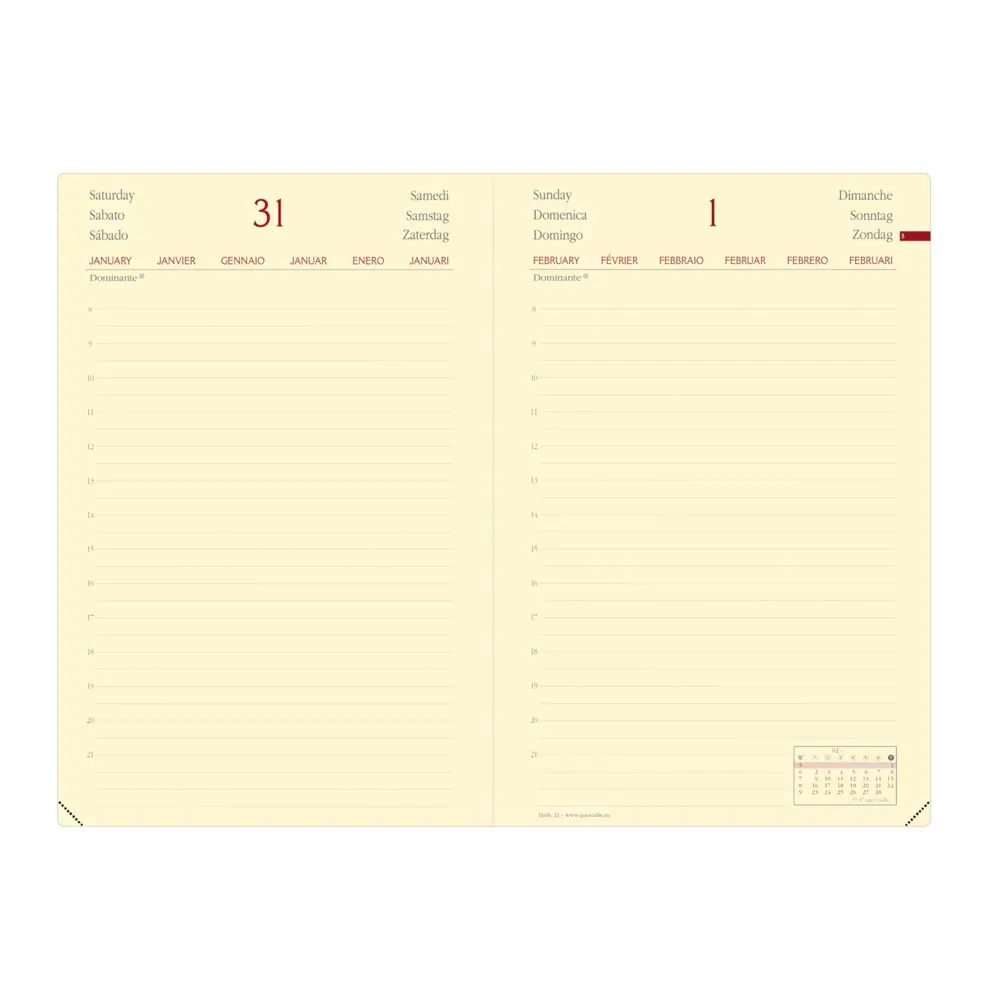 Bild: 3371010486977 | DAILY 21 VZ Silk rot | Terminkalender Tischformat | Quo Vadis