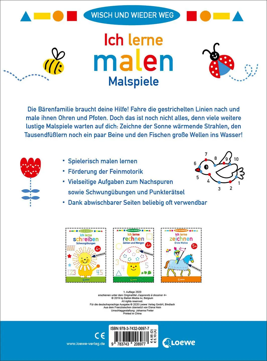 Rückseite: 9783743206977 | Wisch und wieder weg - Ich lerne malen 4+ | Loewe Kreativ | Buch