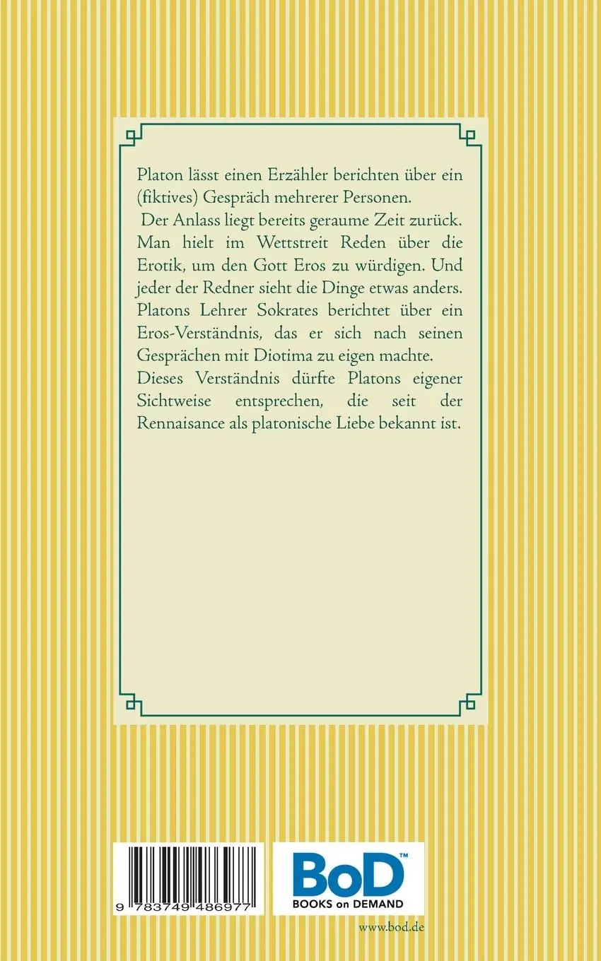 Rückseite: 9783749486977 | Das Gastmahl | Platon | Taschenbuch | 76 S. | Deutsch | 2019