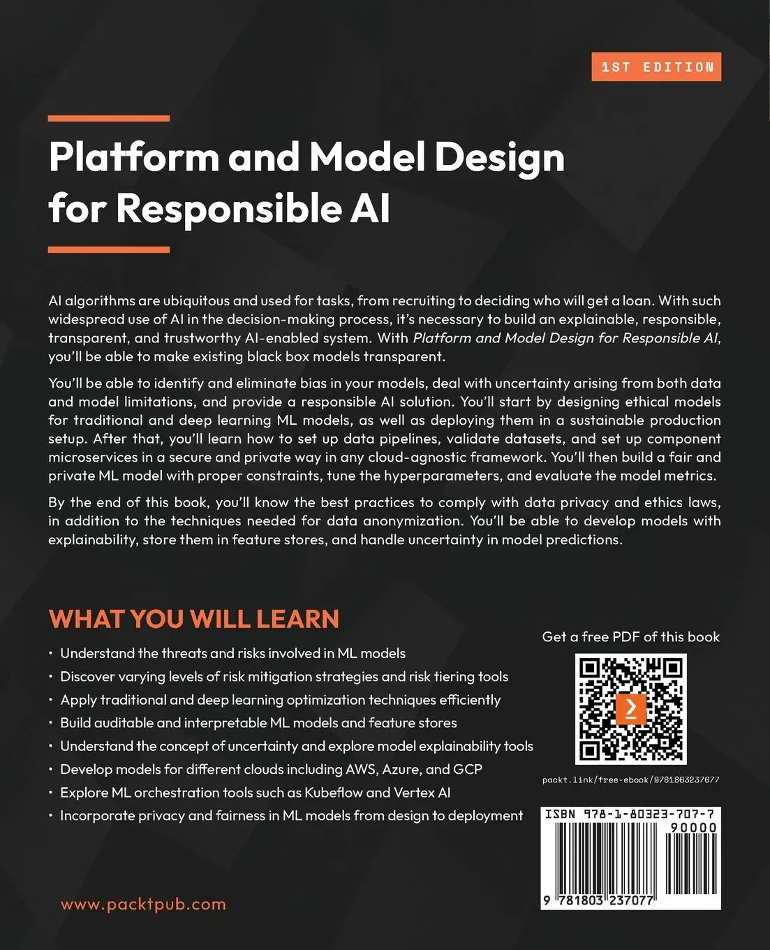 Rückseite: 9781803237077 | Platform and Model Design for Responsible AI | Amita Kapoor (u. a.)