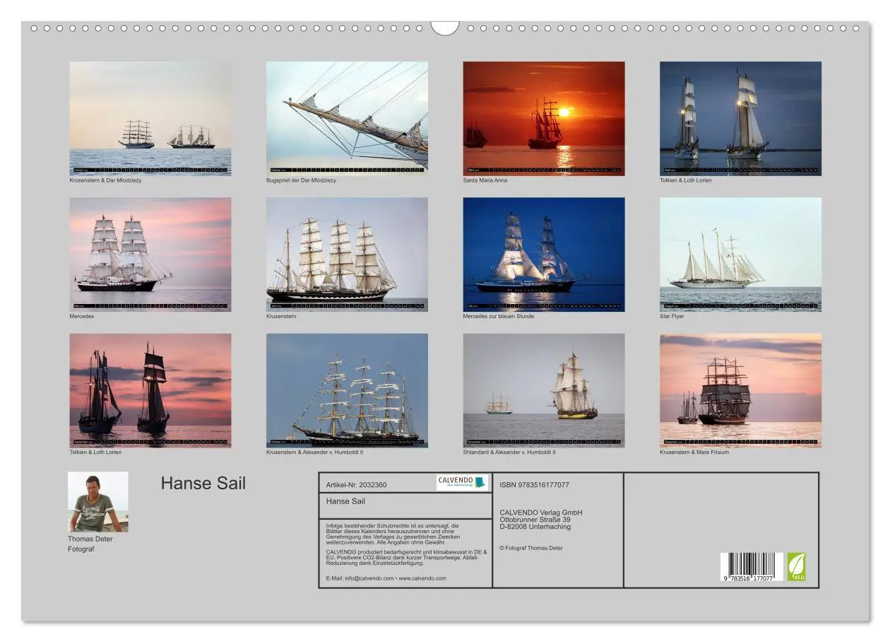 Bild: 9783516177077 | Hanse Sail (Wandkalender 2026 DIN A2 quer), CALVENDO Monatskalender
