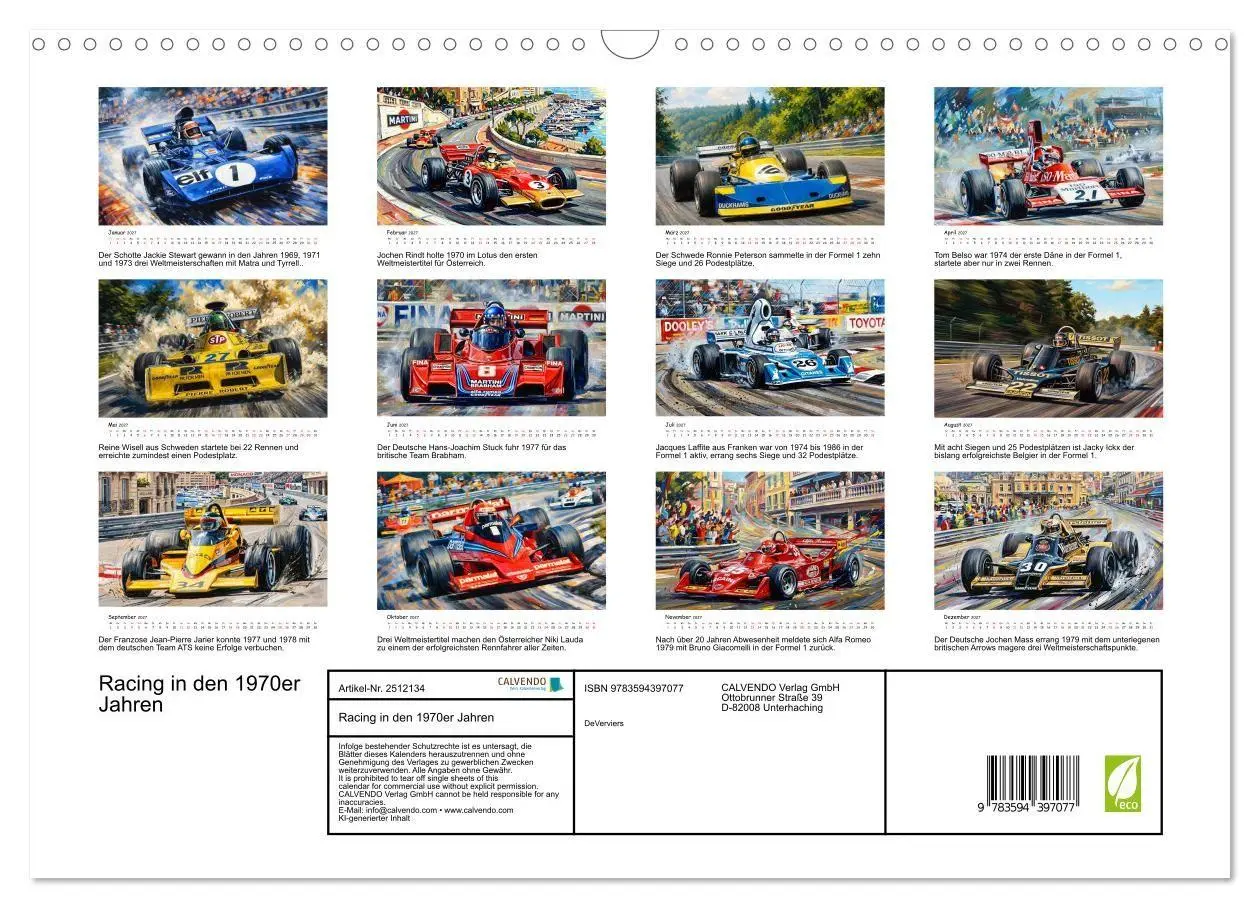 Bild: 9783594397077 | Racing in den 1970er Jahren (Wandkalender 2027 DIN A3 quer),...