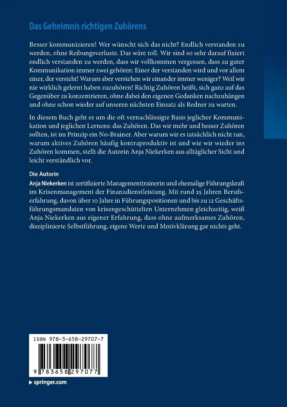 Rückseite: 9783658297077 | Das Geheimnis richtigen Zuhörens | Anja Niekerken | Taschenbuch | XIII