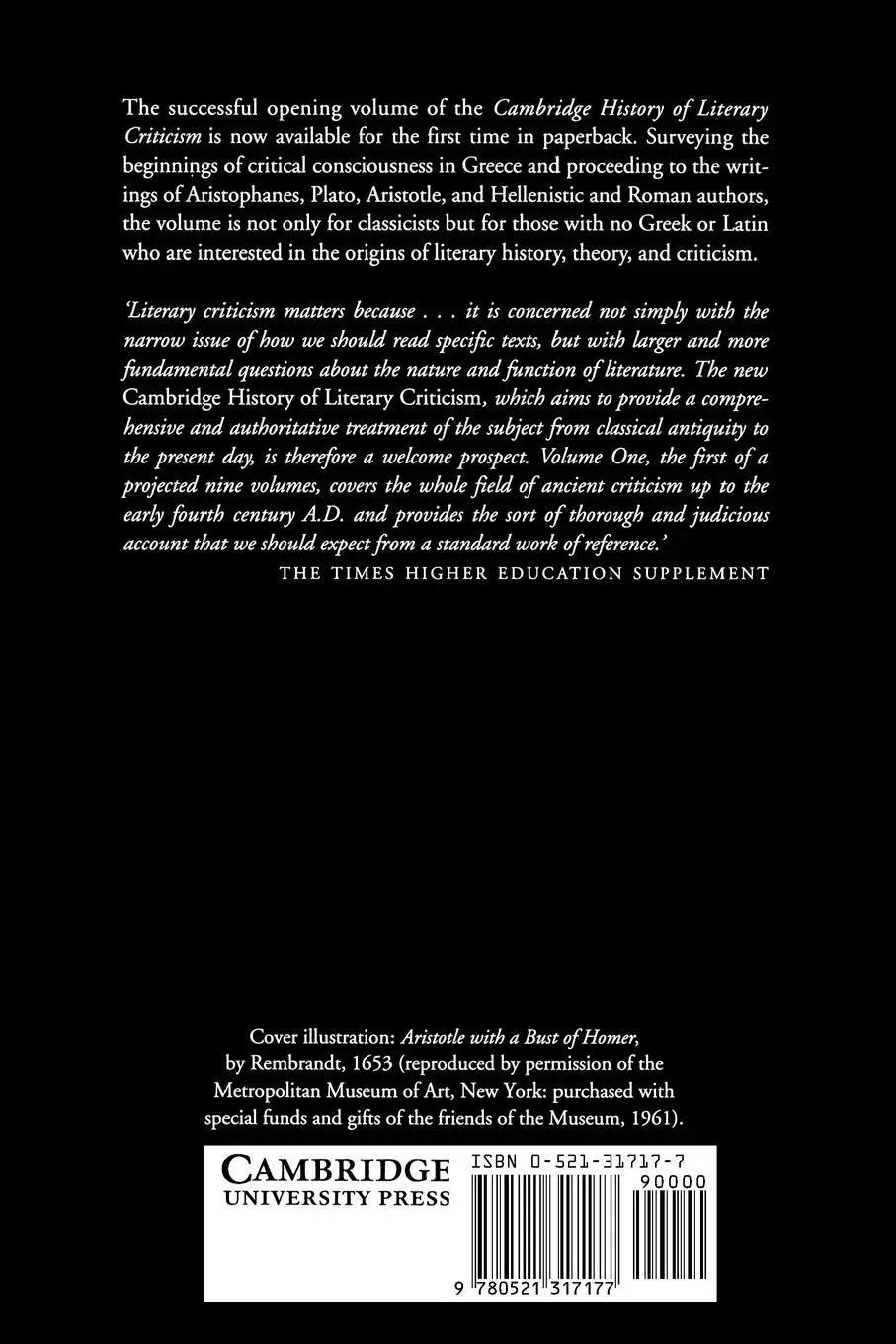 Rückseite: 9780521317177 | Classical Criticism | George A. Kennedy | Taschenbuch | Englisch
