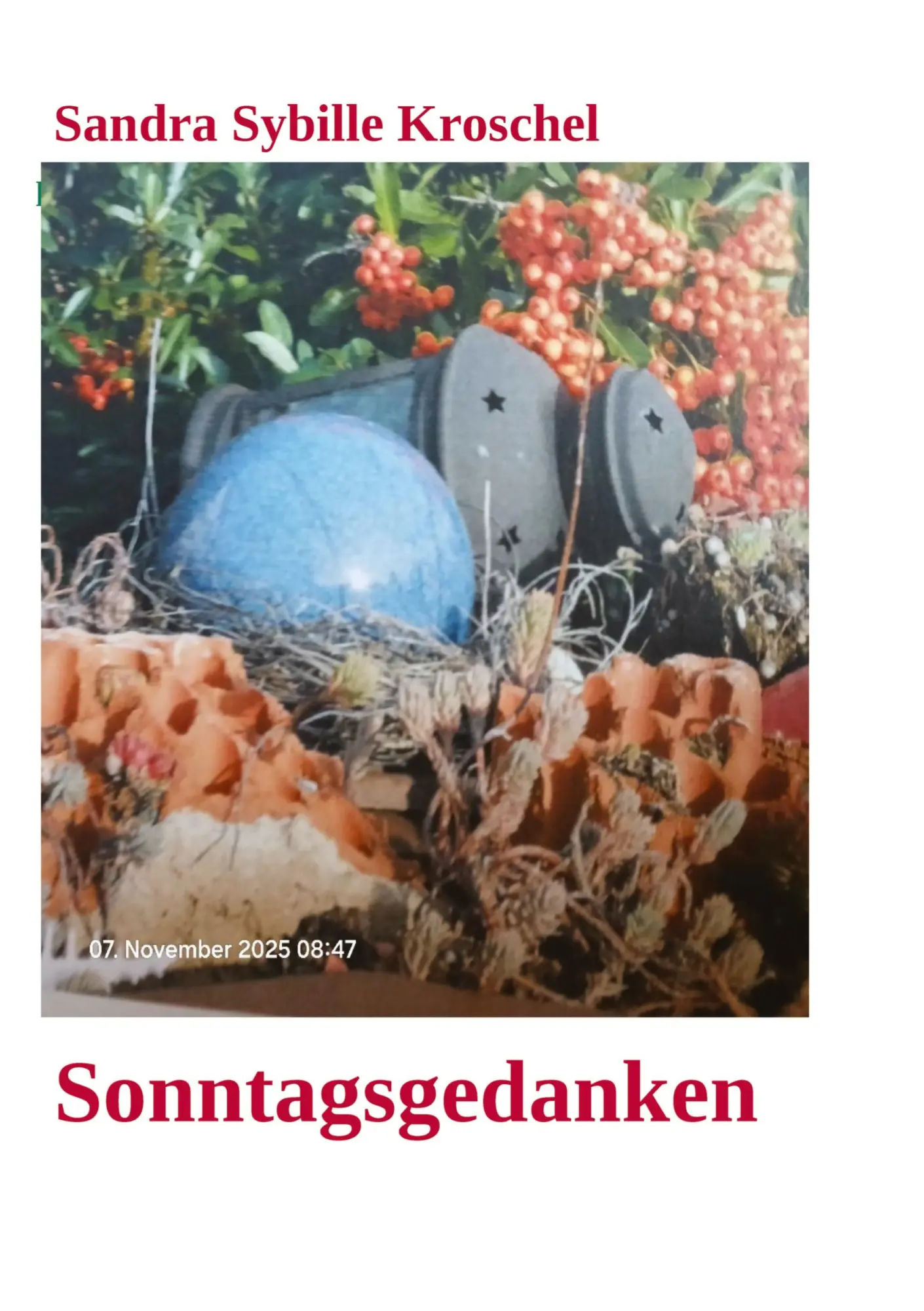 Cover: 9783384717177 | Sonntagsgedanken | für Emmelie | Sandra Kroschel | Taschenbuch | 52 S.