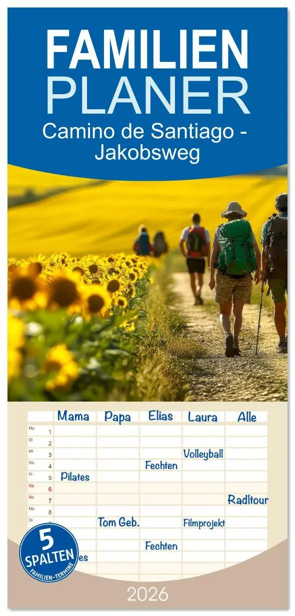 Cover: 9783516617177 | Familienplaner 2026 - Camino de Santiago - Jakobsweg mit 5 Spalten...