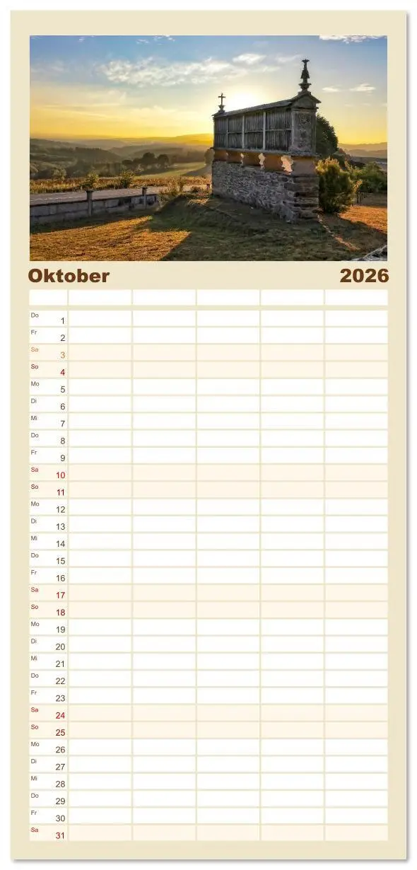 Bild: 9783516617177 | Familienplaner 2026 - Camino de Santiago - Jakobsweg mit 5 Spalten...