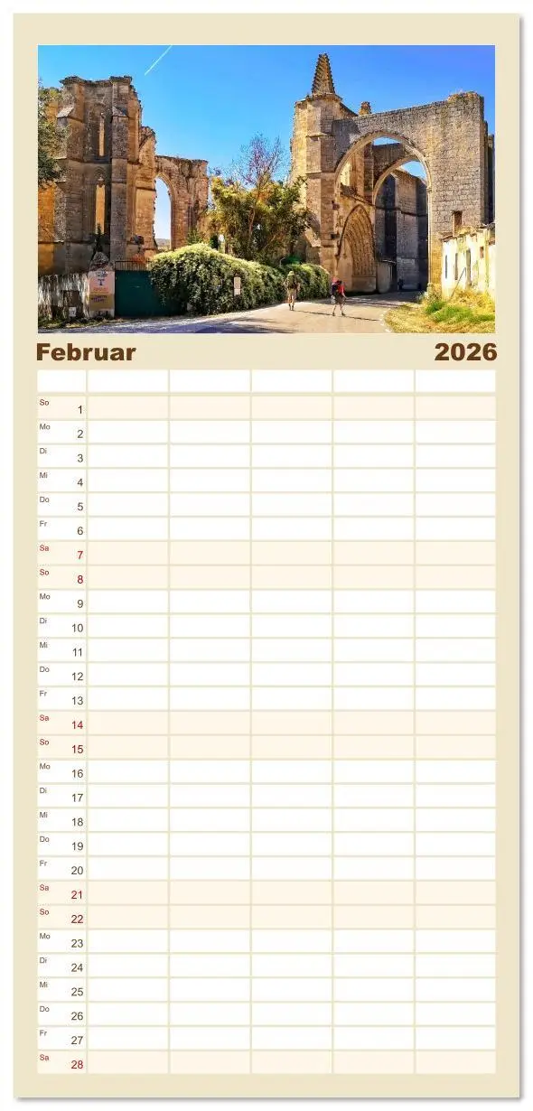 Bild: 9783516617177 | Familienplaner 2026 - Camino de Santiago - Jakobsweg mit 5 Spalten...