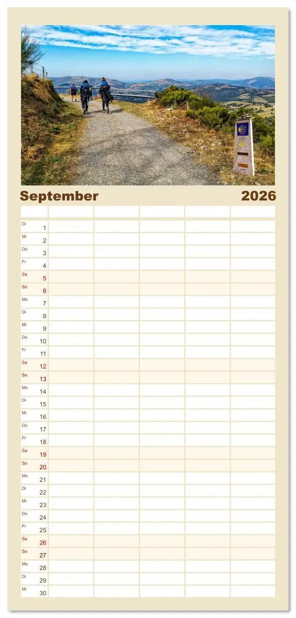 Bild: 9783516617177 | Familienplaner 2026 - Camino de Santiago - Jakobsweg mit 5 Spalten...