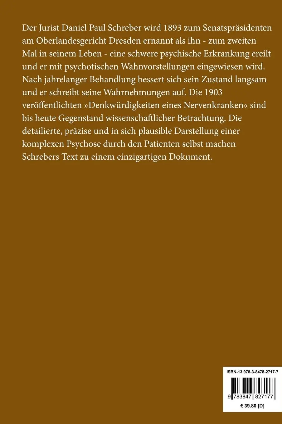 Rückseite: 9783847827177 | Denkwürdigkeiten eines Nervenkranken (Großdruck) | Schreber | Buch