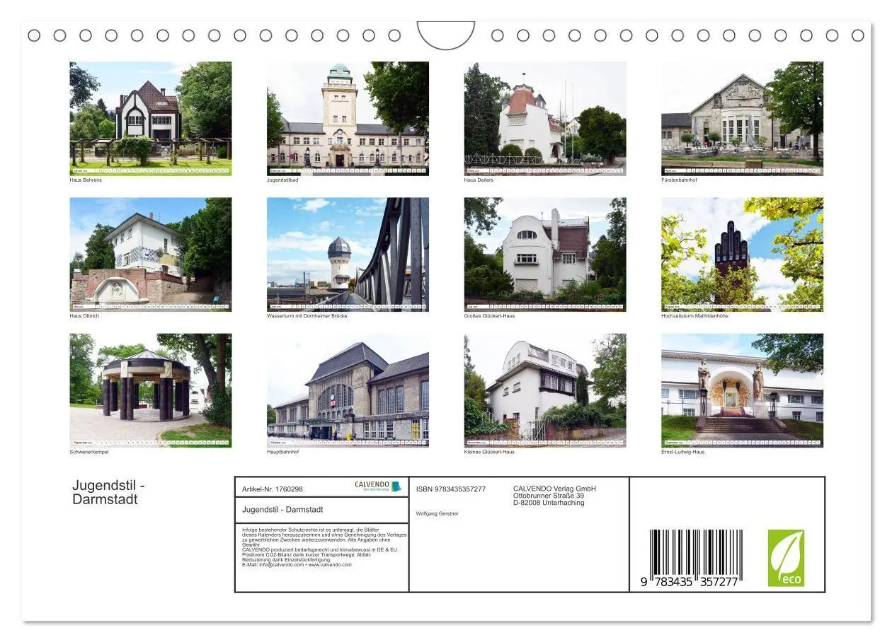 Bild: 9783435357277 | Jugendstil - Darmstadt (Wandkalender 2025 DIN A4 quer), CALVENDO...