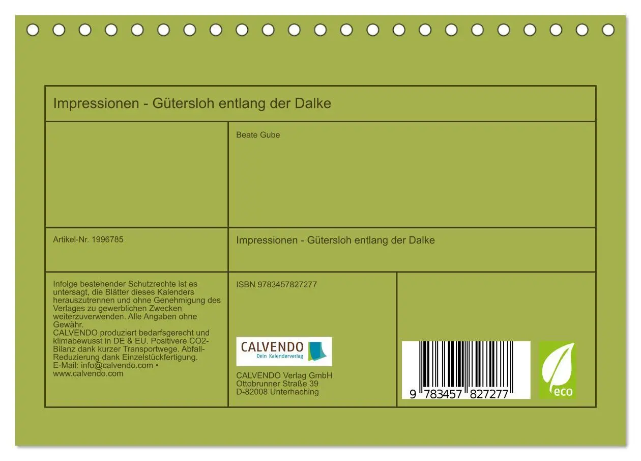 Bild: 9783457827277 | Impressionen - Gütersloh entlang der Dalke (Tischkalender 2026 DIN...
