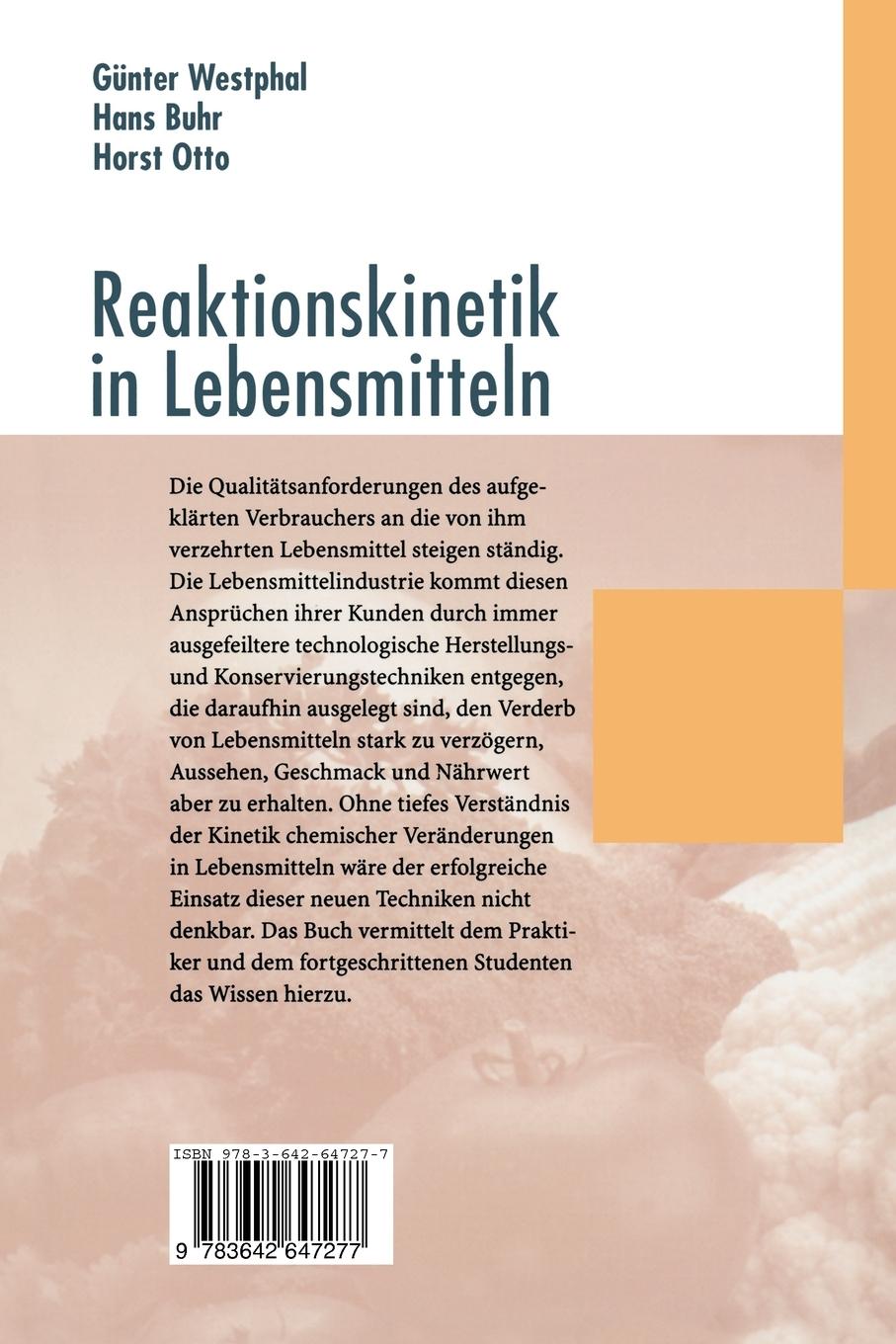 Rückseite: 9783642647277 | Reaktionskinetik in Lebensmitteln | Günter Westphal (u. a.) | Buch
