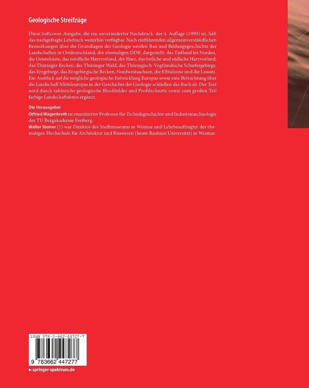 Rückseite: 9783662447277 | Geologische Streifzüge | Walter Steiner (u. a.) | Taschenbuch | viii