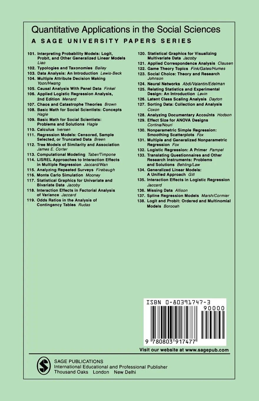 Rückseite: 9780803917477 | Magnitude Scaling | Quantitative Measurement of Opinions | Lodge