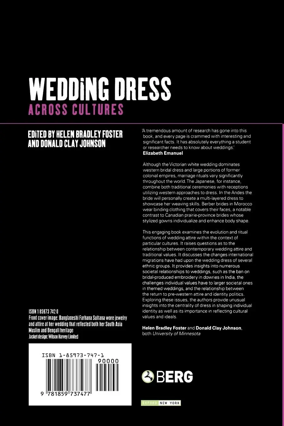 Rückseite: 9781859737477 | Wedding Dress Across Cultures | Helen Bradley Foster (u. a.) | Buch