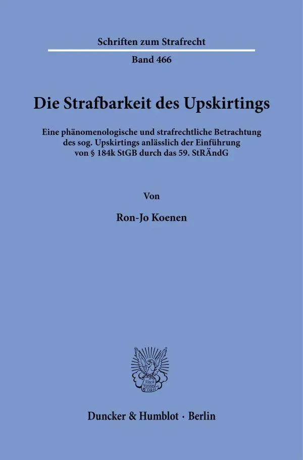 Koenen, Ron-Jo: Die Strafbarkeit des Upskirtings
