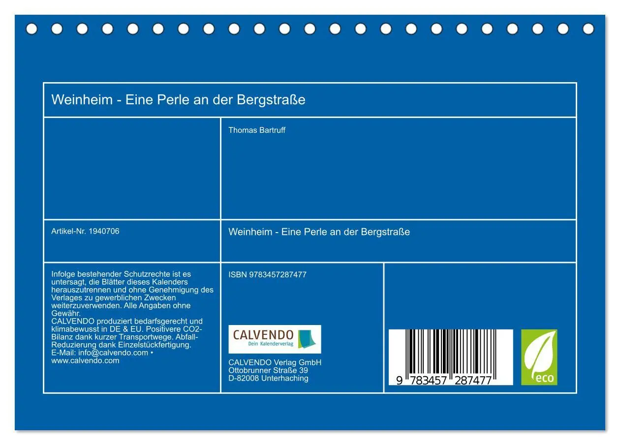 Bild: 9783457287477 | Weinheim - Eine Perle an der Bergstraße (Tischkalender 2026 DIN A5...