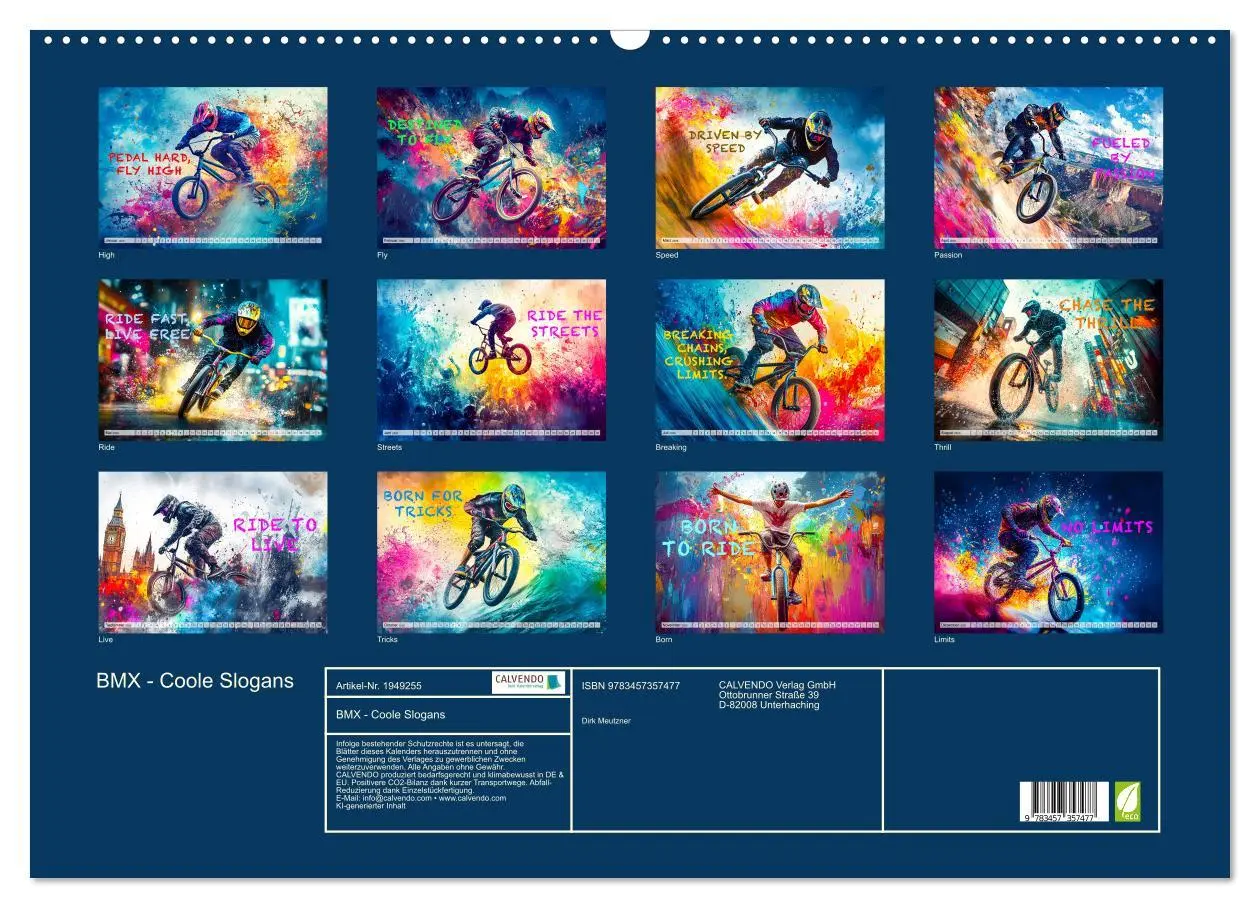 Bild: 9783457357477 | BMX - Coole Slogans (Wandkalender 2026 DIN A2 quer), CALVENDO...