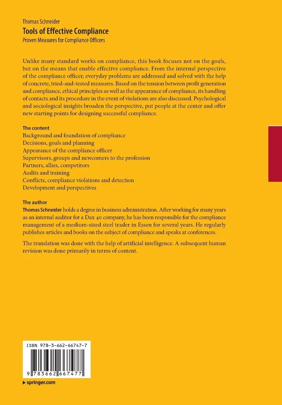 Rückseite: 9783662667477 | Tools of Effective Compliance | Thomas Schneider | Taschenbuch | xiv