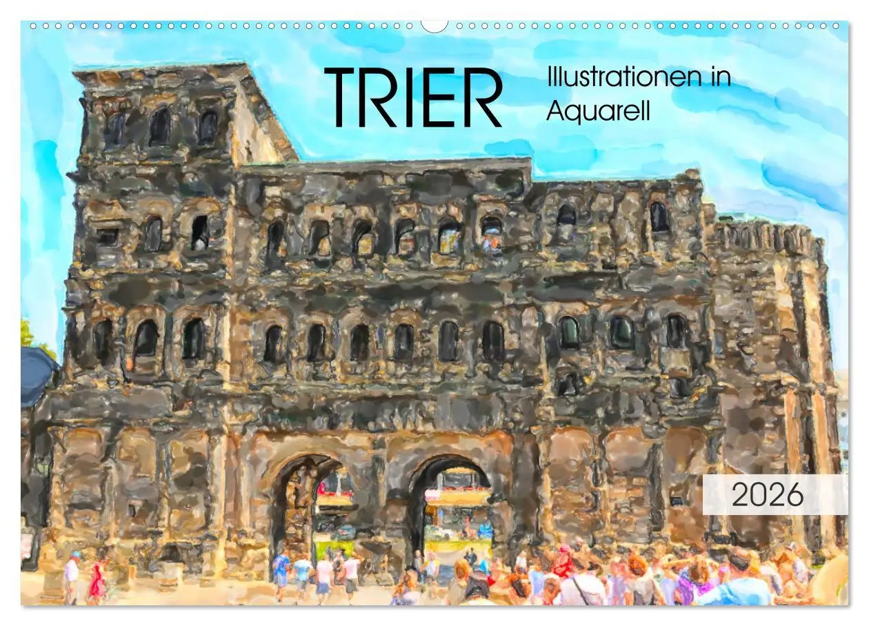 Cover: 9783457727577 | Trier - Illustrationen in Aquarell (Wandkalender 2026 DIN A2 quer),...