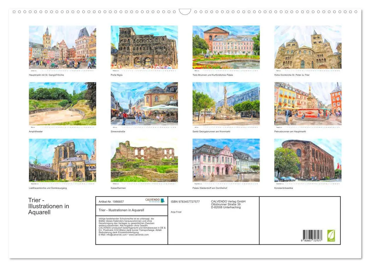 Bild: 9783457727577 | Trier - Illustrationen in Aquarell (Wandkalender 2026 DIN A2 quer),...