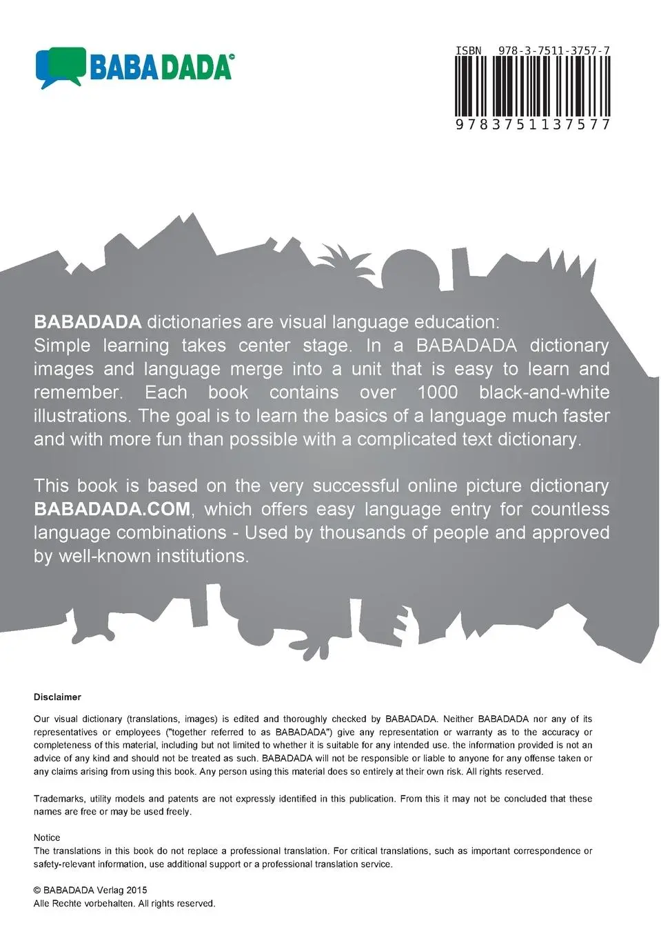 Rückseite: 9783751137577 | BABADADA black-and-white, Deutsch - Suomi, Bildwörterbuch -...