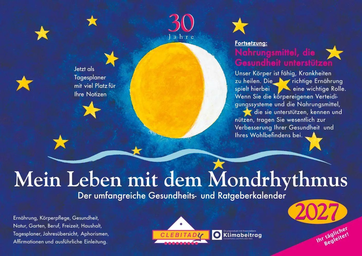 Cover: 9783932547577 | Mein Leben mit dem Mondrhythmus 2027 | Taschenkalender | Edith Stadig