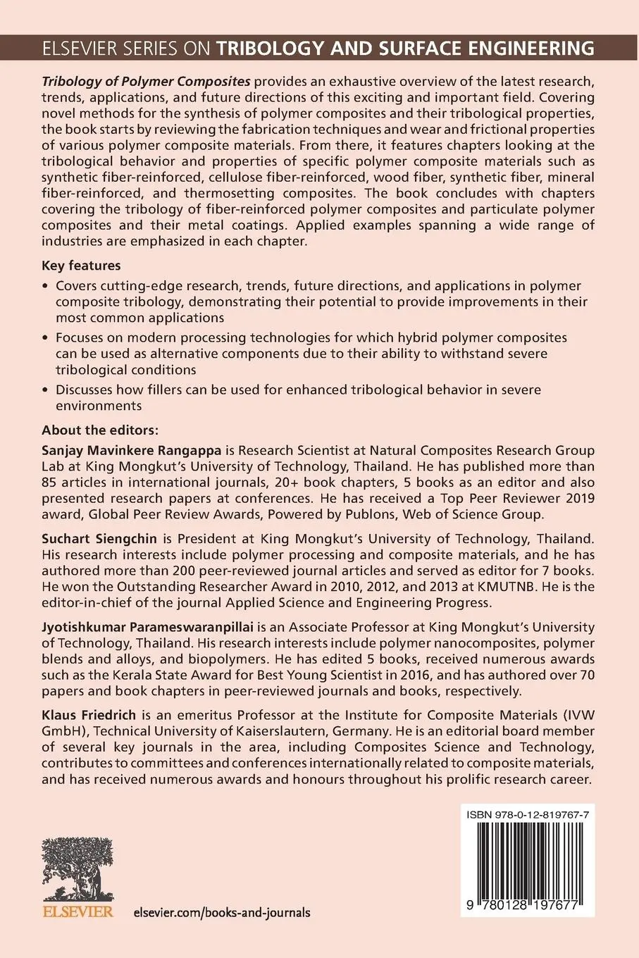 Rückseite: 9780128197677 | Tribology of Polymer Composites | Sanjay Mavinkere Rangappa (u. a.)
