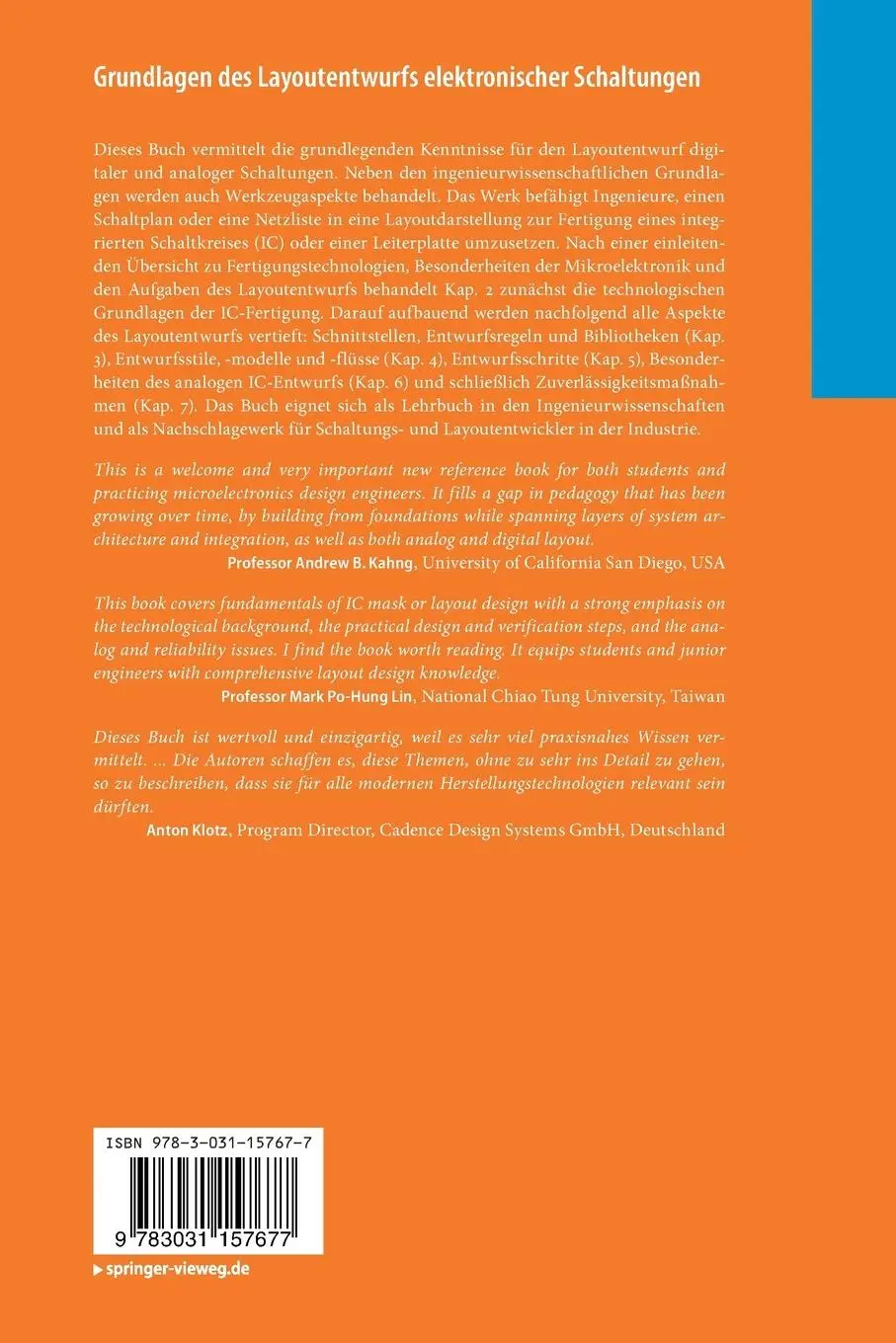 Rückseite: 9783031157677 | Grundlagen des Layoutentwurfs elektronischer Schaltungen | Taschenbuch