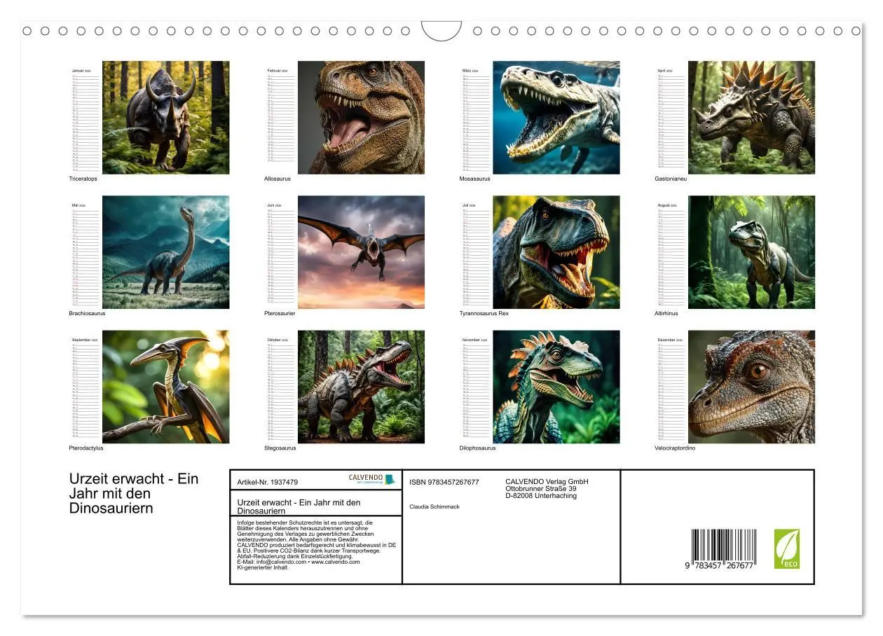 Bild: 9783457267677 | Urzeit erwacht - Ein Jahr mit den Dinosauriern (Wandkalender 2026...