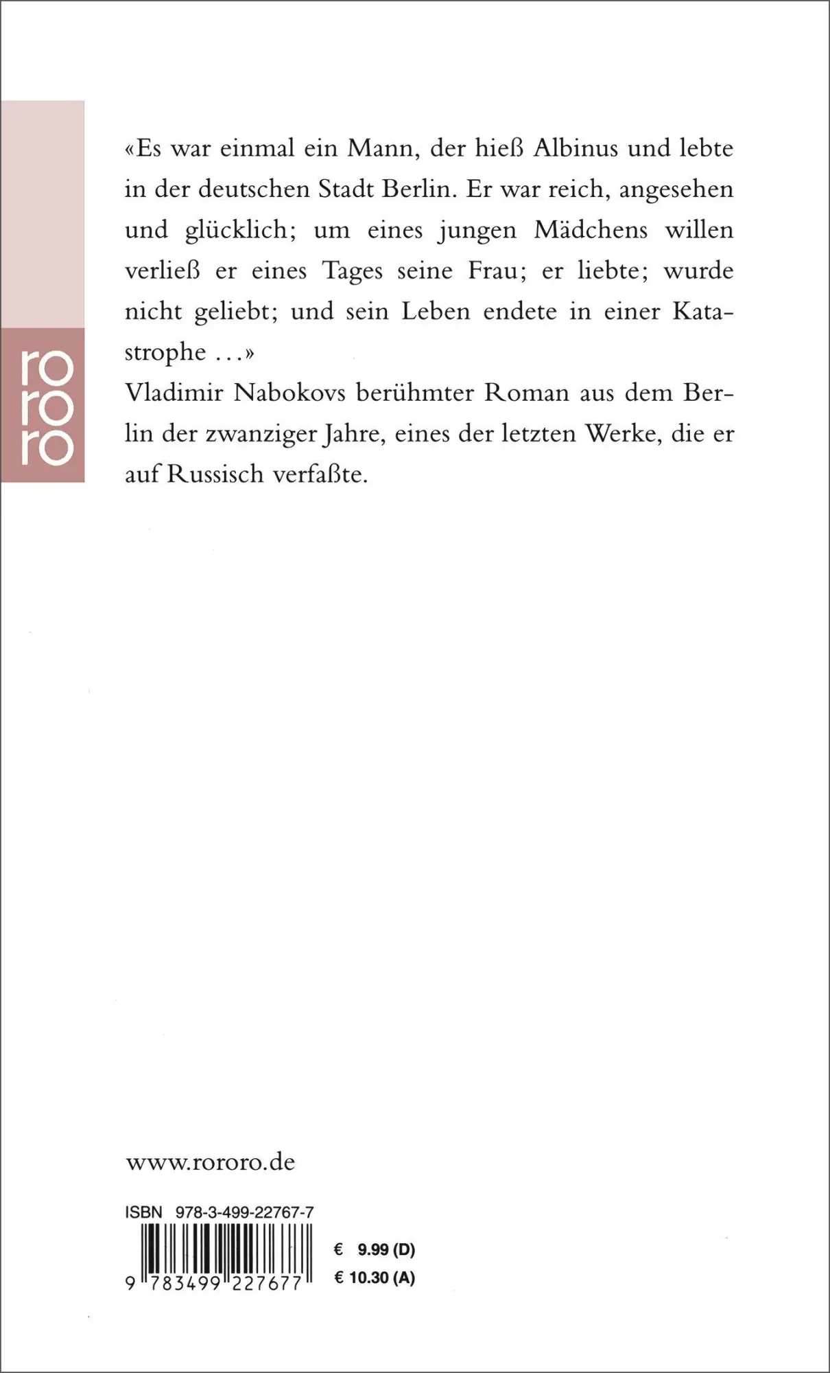 Rückseite: 9783499227677 | Gelächter im Dunkel | Vladimir Nabokov | Taschenbuch | 302 S. | 2000