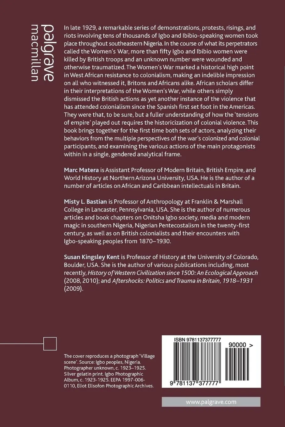Rückseite: 9781137377777 | The Women's War of 1929 | Gender and Violence in Colonial Nigeria