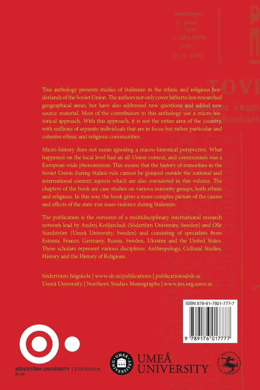 Rückseite: 9789176017777 | Ethnic and Religious Minorities in Stalin's Soviet Union | Taschenbuch