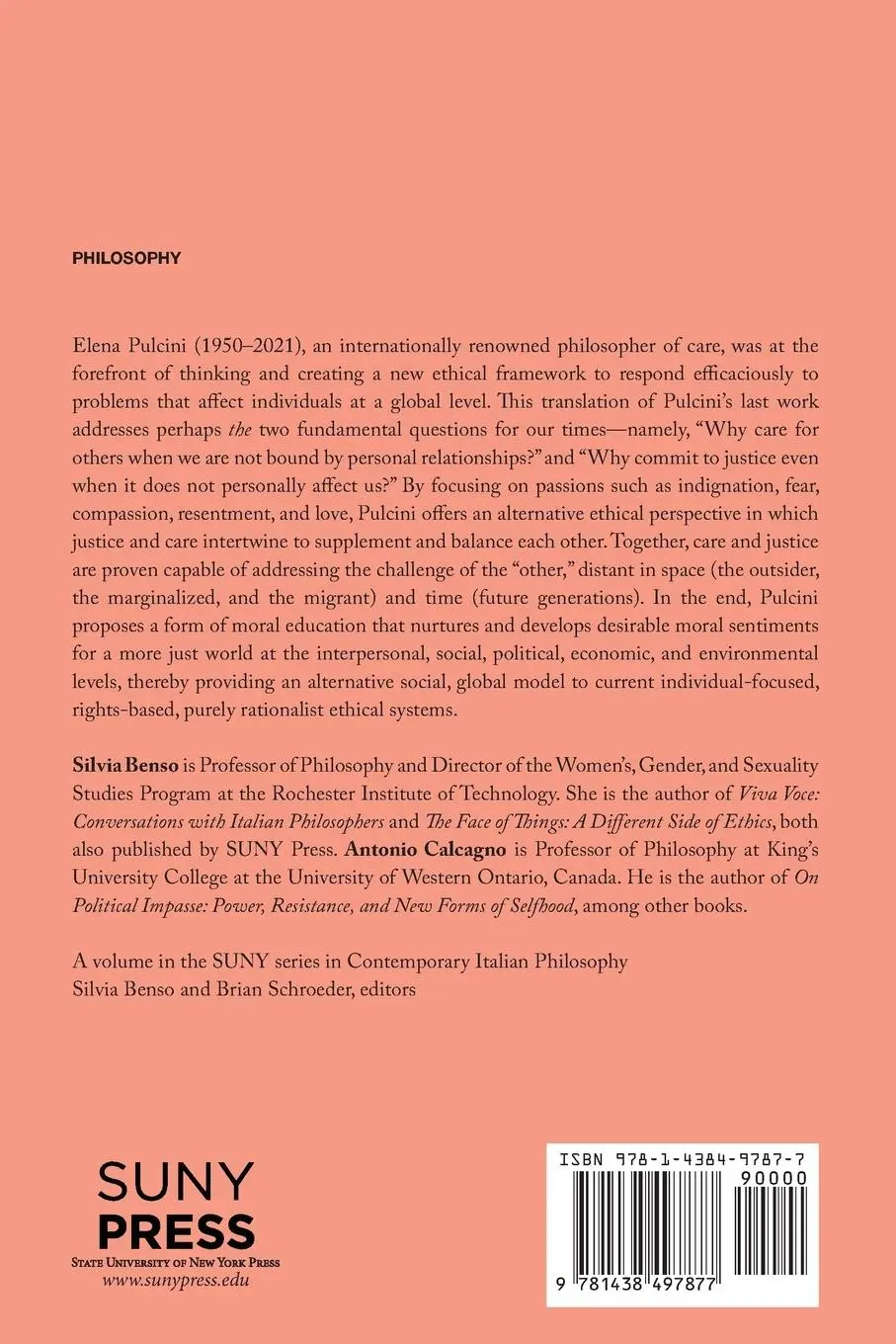 Rückseite: 9781438497877 | Between Care and Justice | The Passions as Social Resource | Pulcini