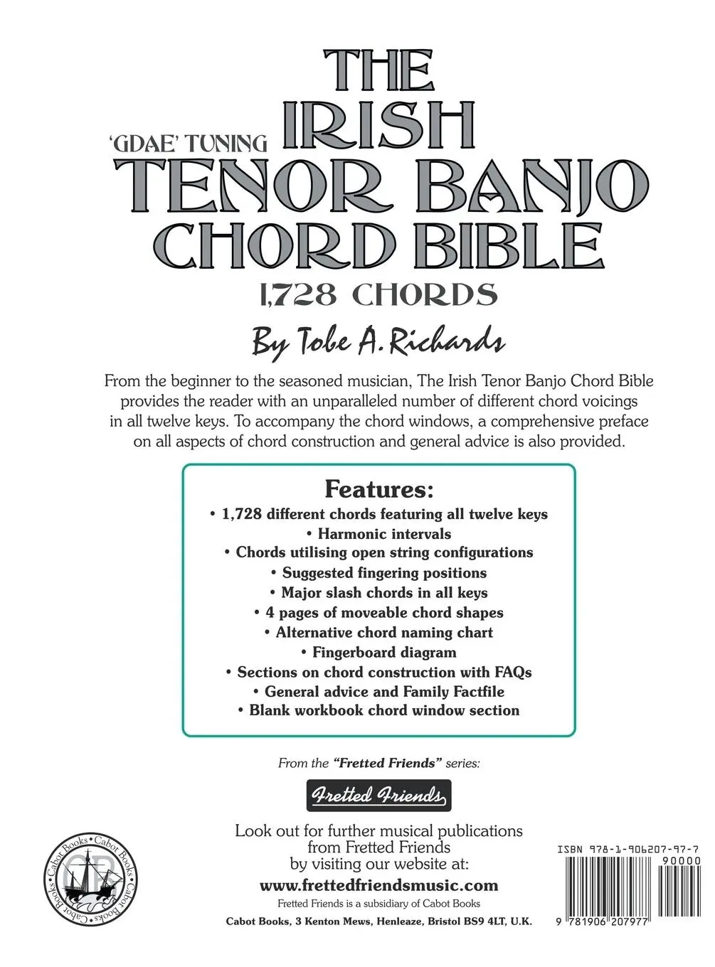 Rückseite: 9781906207977 | The Irish Tenor Banjo Chord Bible | GDAE Irish Tuning 1,728 Chords