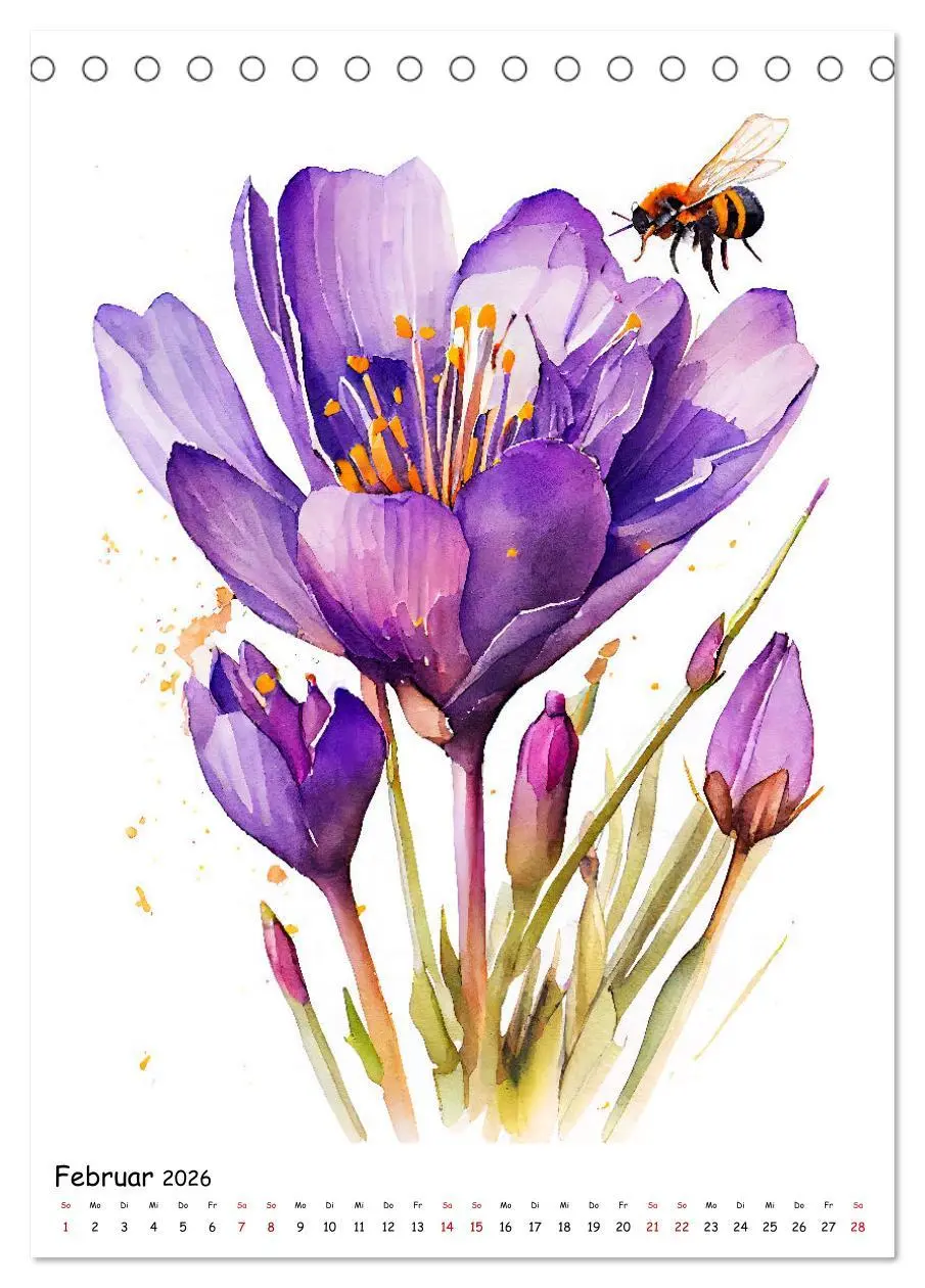 Bild: 9783516327977 | Aquarellmalerei - Blumen und Tiere im Garten (Tischkalender 2026...