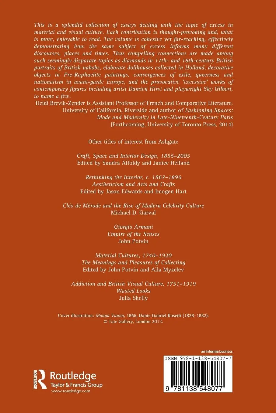 Rückseite: 9781138548077 | The Uses of Excess in Visual and Material Culture, 1600-2010 | Skelly