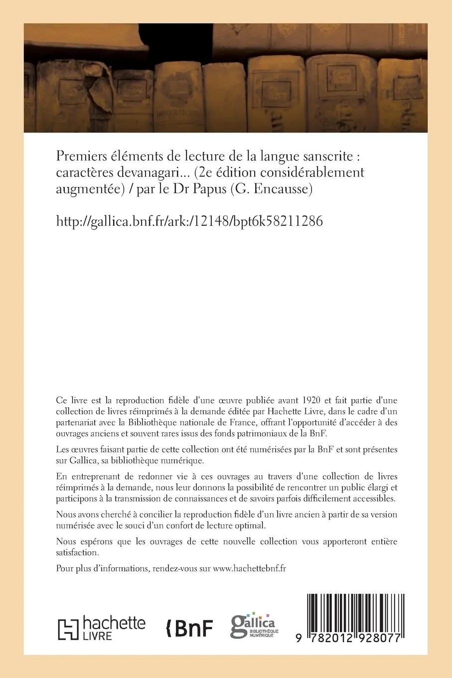 Rückseite: 9782012928077 | Premiers Éléments de Lecture de la Langue Sanscrite: Caractères...