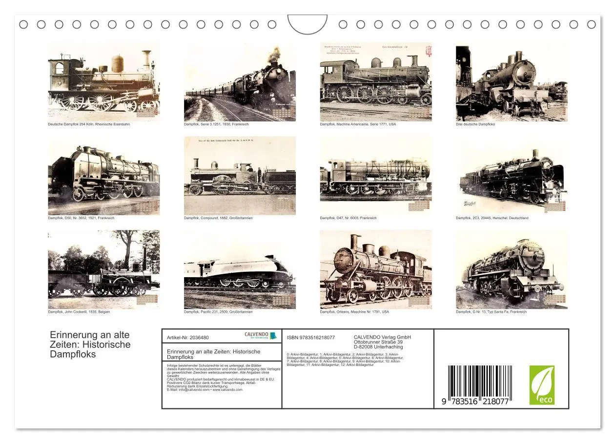 Bild: 9783516218077 | Erinnerung an alte Zeiten: Historische Dampfloks (Wandkalender 2026...